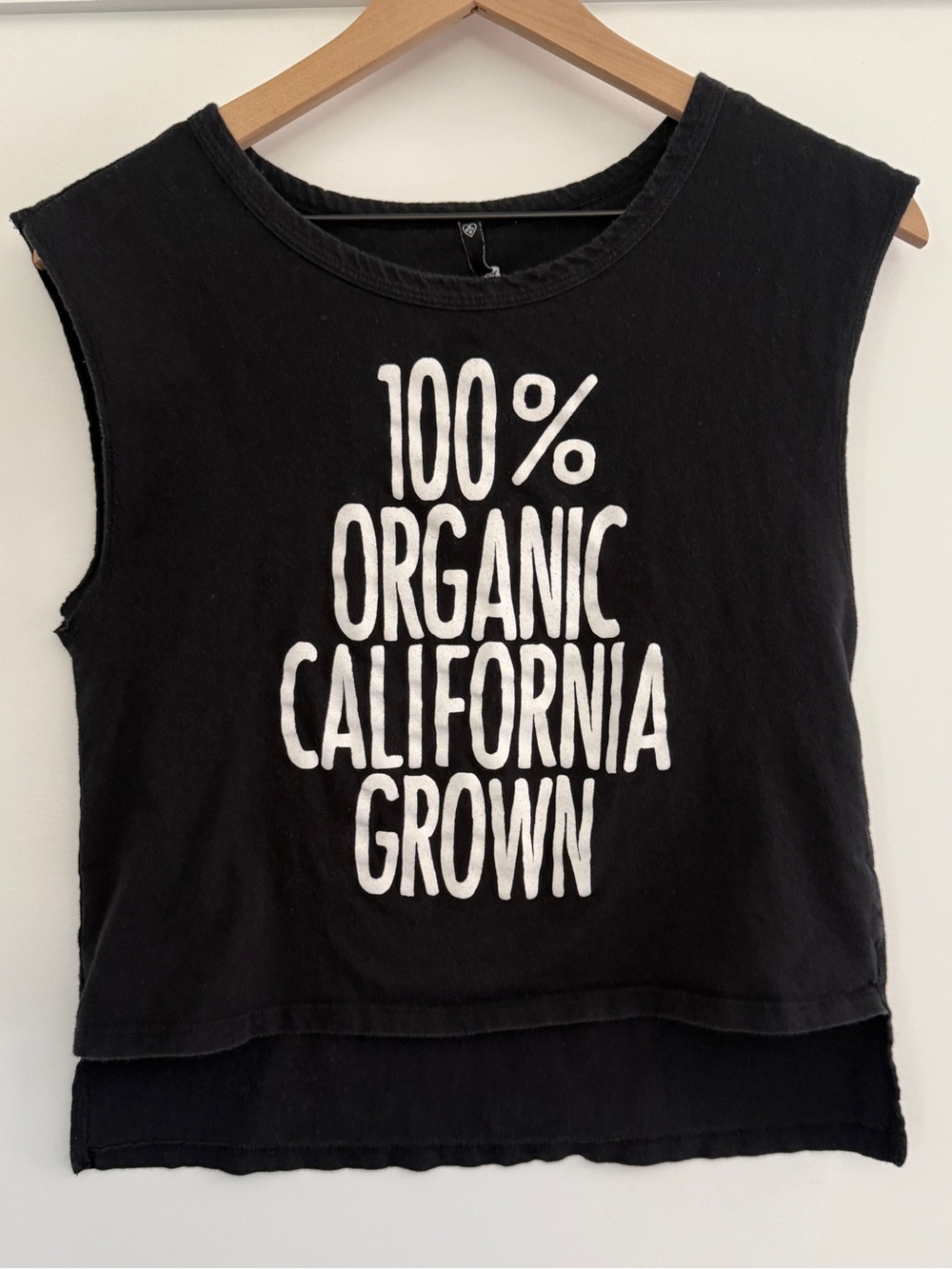Love Culture 100% Organic California Grown Graphic Crop Tank Top Black